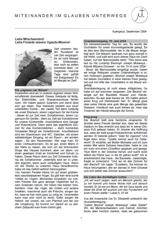 Grundsteinlegung - Sr. Edith kommt!