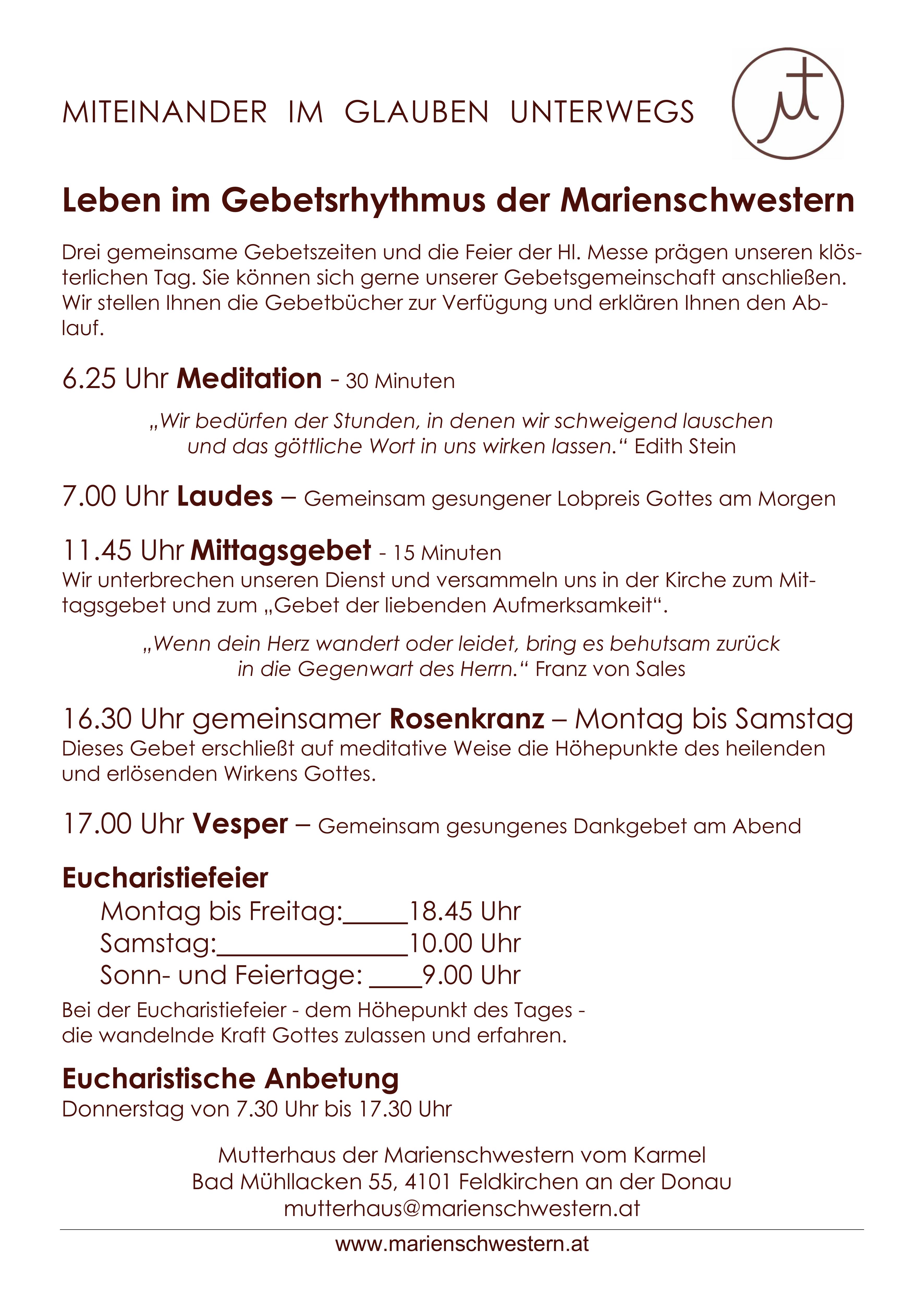 Gottesdienste in der Klosterkirche Bad Mühllacken